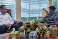 Ketum DPP PJS Mahmud Marhaba saat memberikan penjelasan rencana UKW Akbar Intim ke Gubernur Gorontalo, Gusnar Ismail, Rabu (23/07/2025) di ruang kerja Gubenur Gorontalo.
